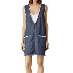All Saints Frayed Reika dress distressed denim size 4